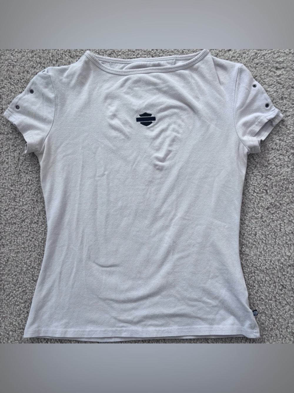 Harley Davidson Size S Short-Sleeve Tee with Subtle Logo in white/gray